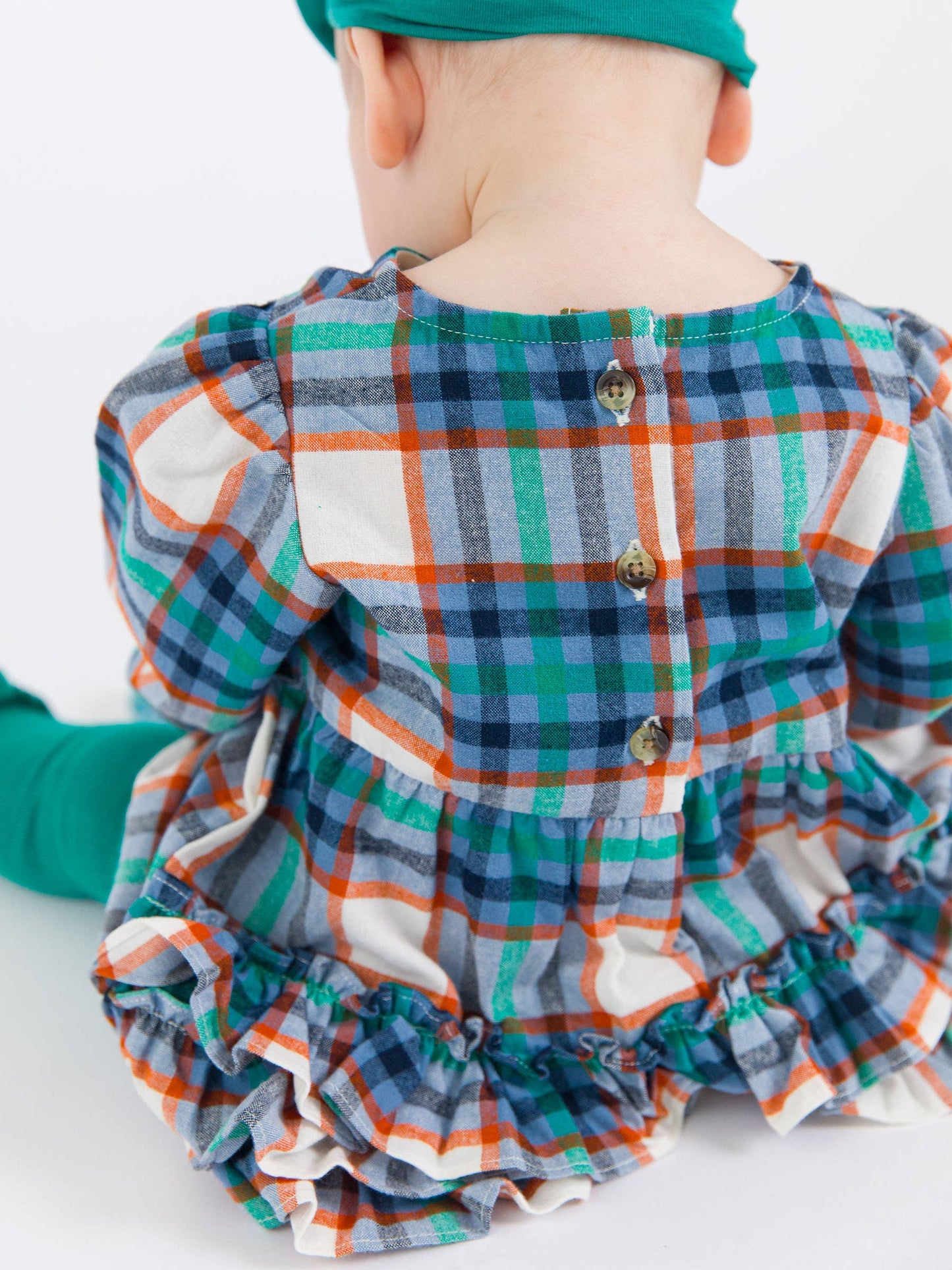 Baby Girls Peyton Plaid Woven Long Sleeve Bubble Romper