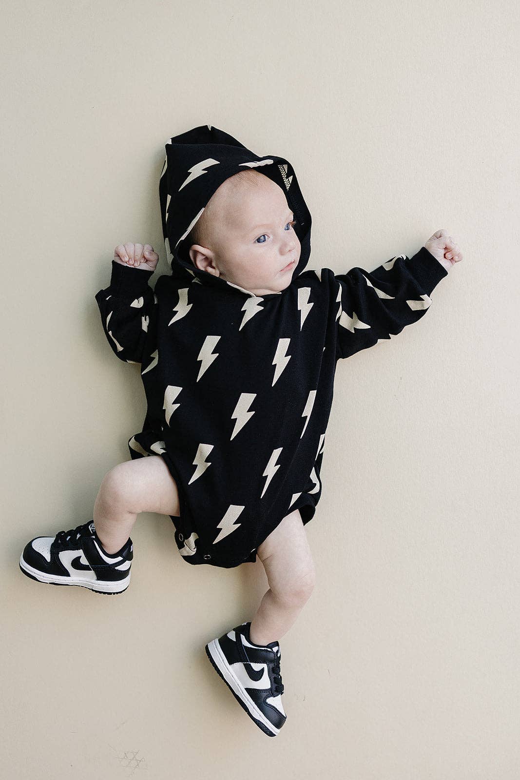 Hooded Bubble Romper  |  Black Bolts