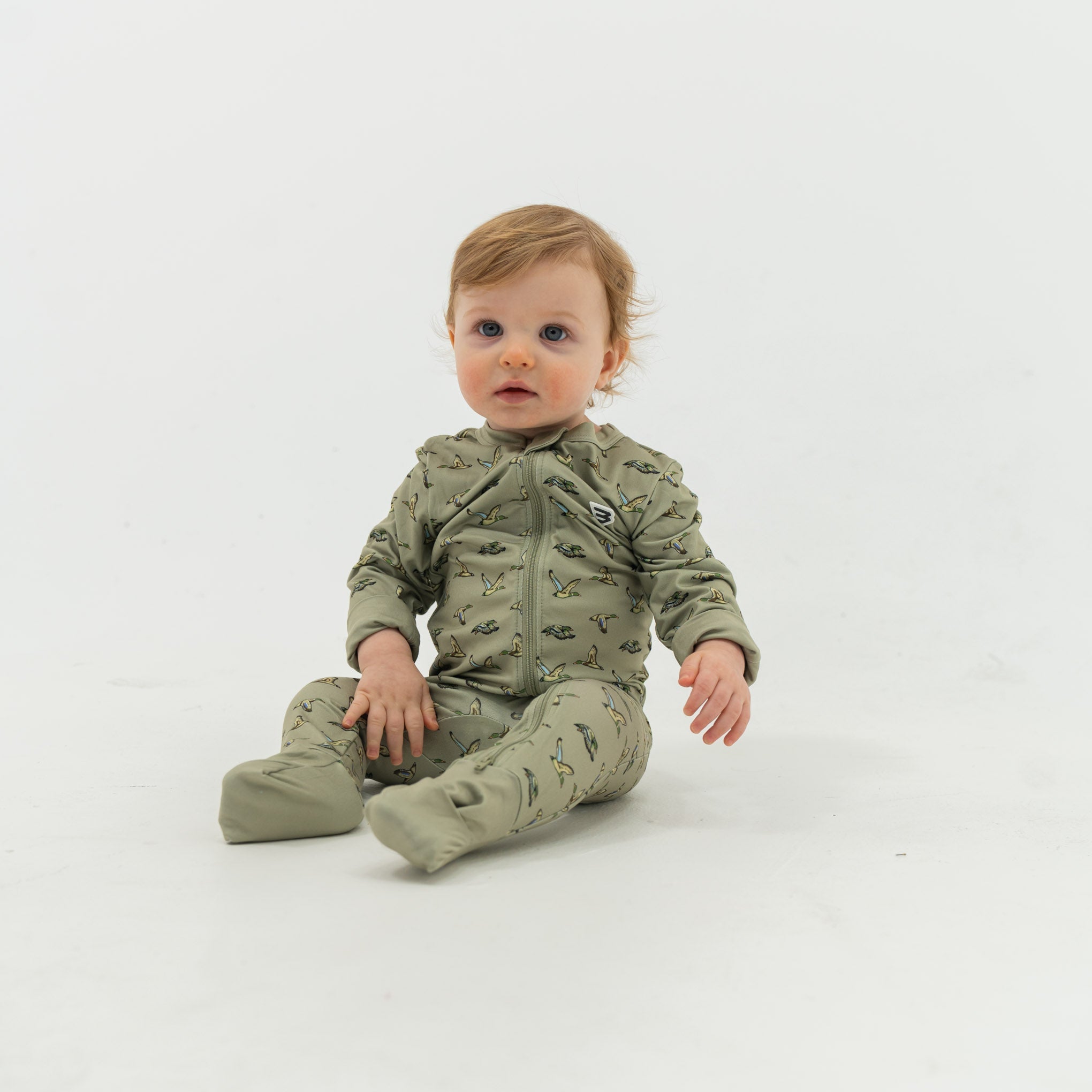 Baby Zip up Flying Ducks Green