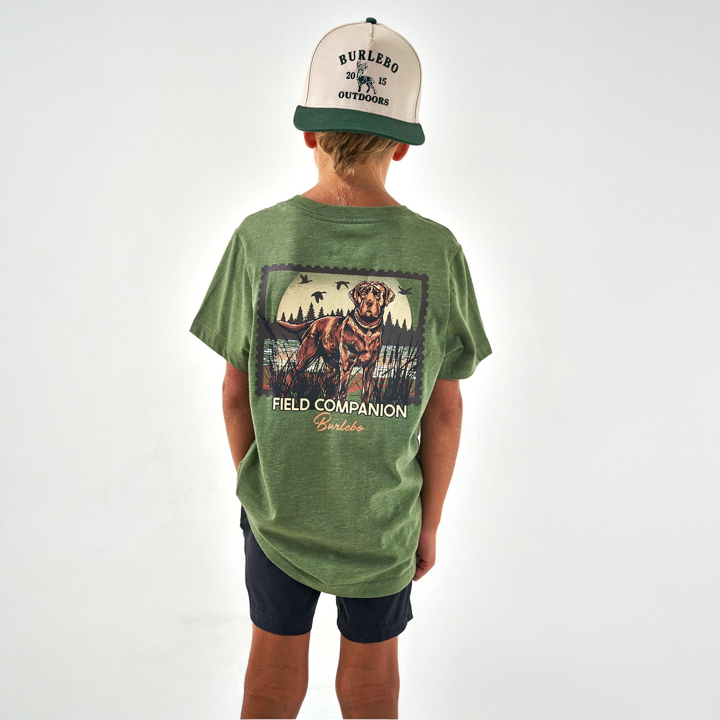 Youth Tee Duck Dog Stamp SS Heather Olive