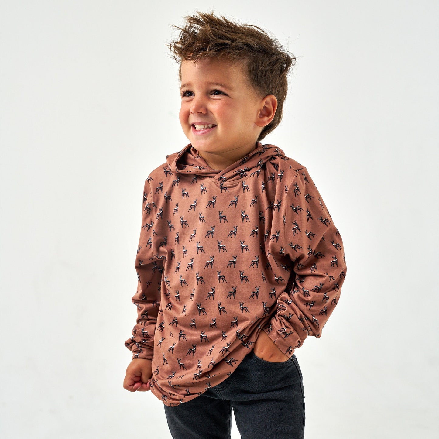 Youth Performance Hoodie Whitetail Deer Brown