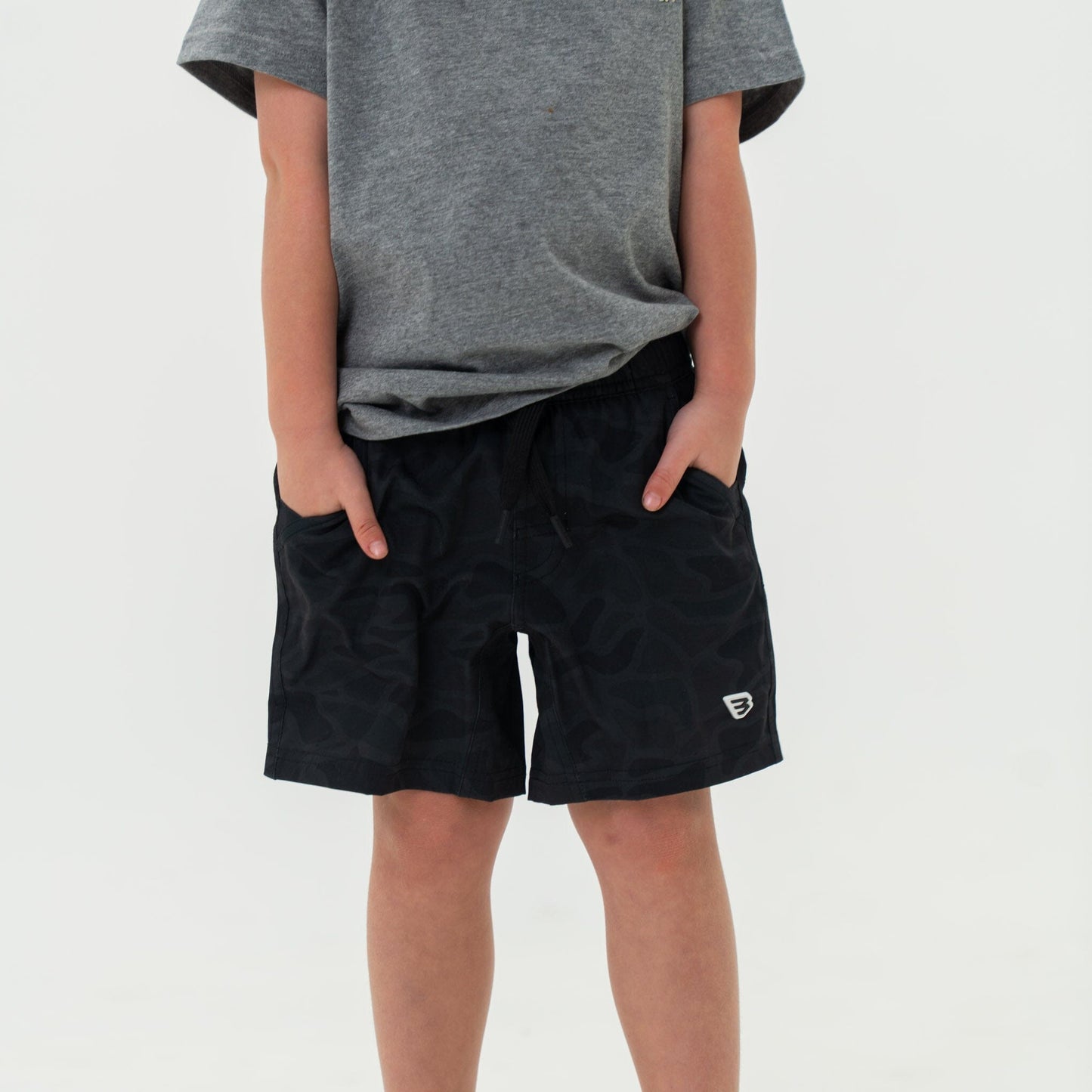 Youth Athletic Shorts Black Camo
