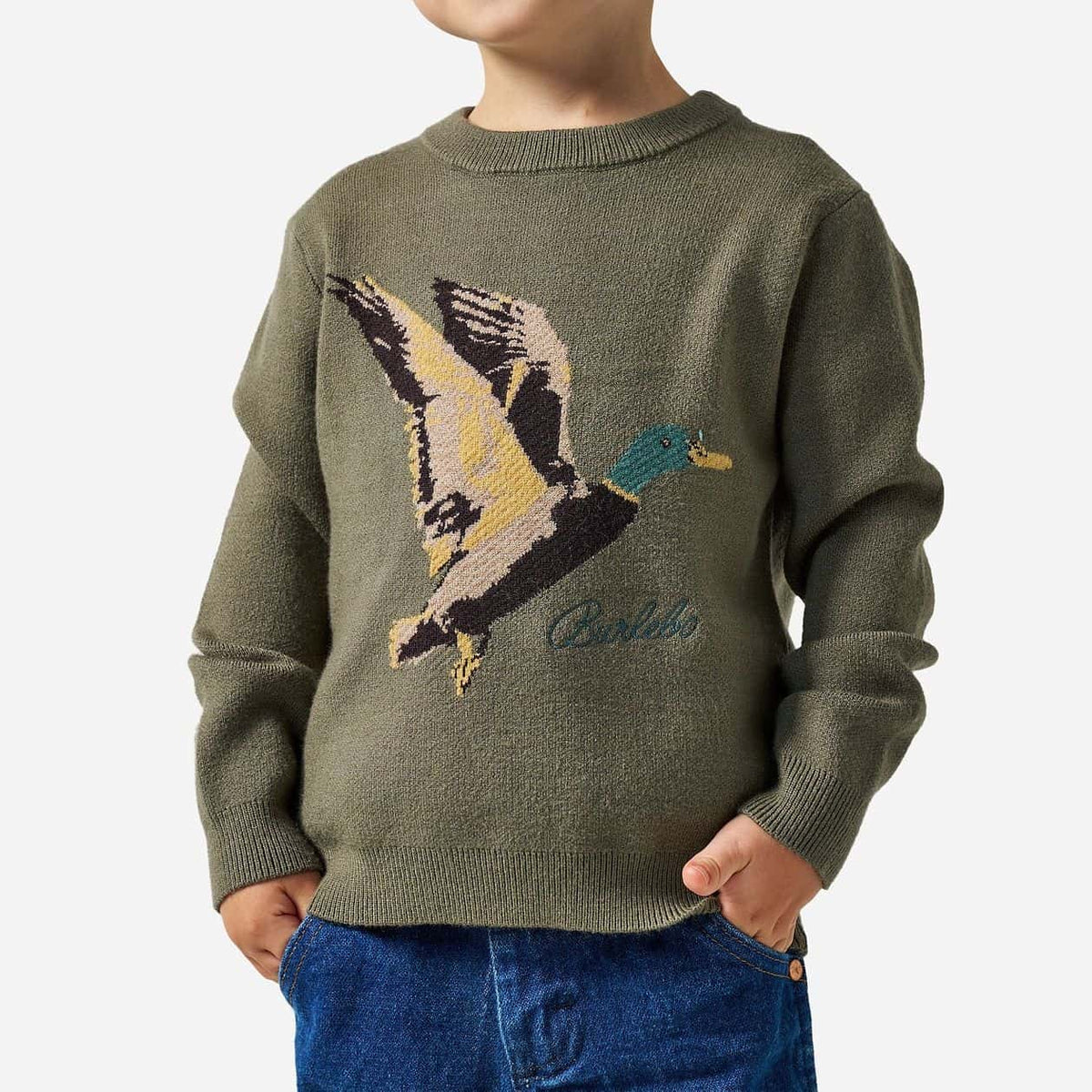 Burlebo Youth Cabin Sweater- Olive Duck