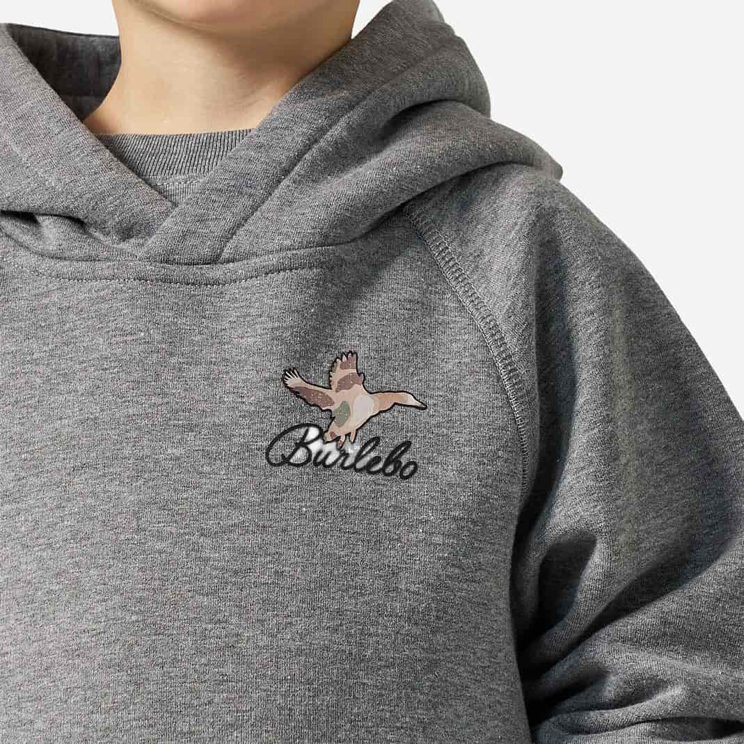 YOUTH FLEECE HOODIE - DUCKS FLYING IN - DARK HEATHER GREY