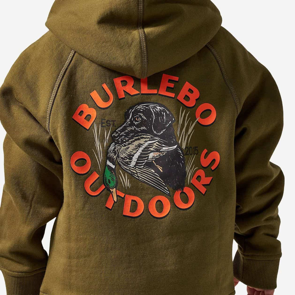 YOUTH FLEECE HOODIE - DUCK DOWN - HUNTER GREEN